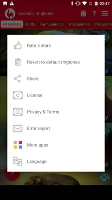 Animals: Ringtones android App screenshot 0